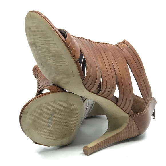 FRANCO SARTO TAN LEATHER STRAPPY CAGE HEEL - Picture 7 of 7